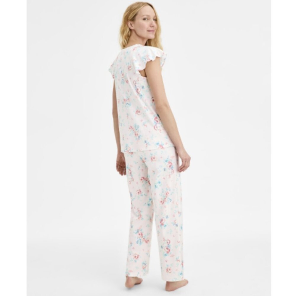 Charter Club Women's Cotton Flutter-Sleeve Pajama Set Dreamy Bou XL NWT - Picture 2 of 4